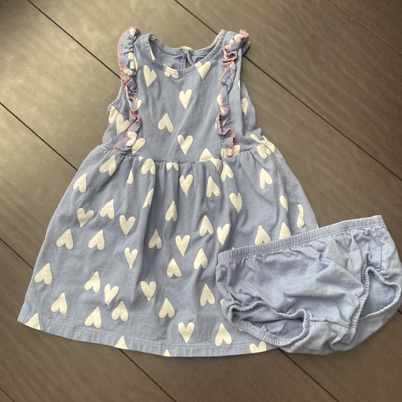 Carter's Other - Carter’s baby girl heart print periwinkle tank cotton dress w/ diaper cover 18M
